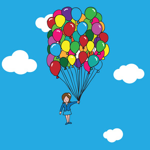 女商人飞行气球