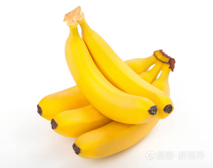 孤立在白色背景上的五个香蕉