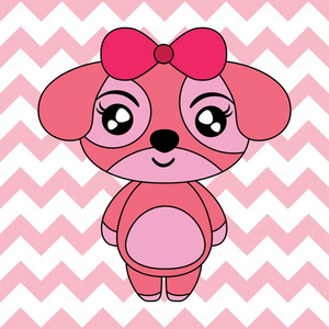 矢量卡通插画与雪佛龙小孩 t 恤图形设计的背景上可爱的小狗照片