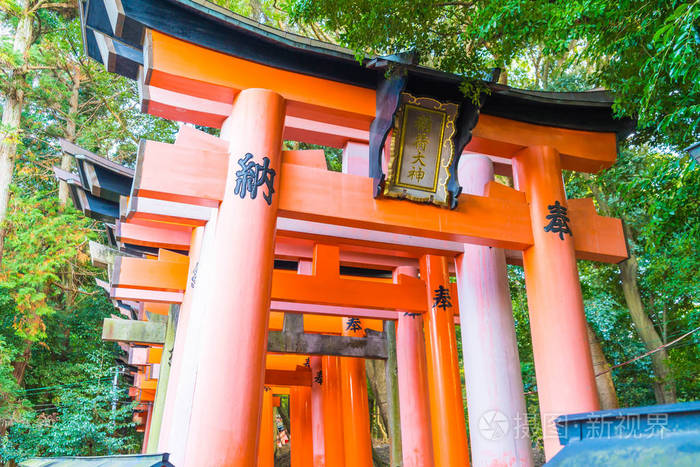 红托里门在伏见inari神社在京都日本