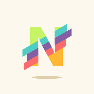 字母 n 标志图标设计模板元素照片