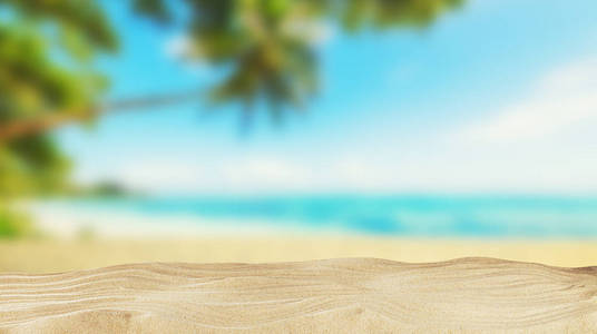 热带海滩与砂，夏季假日背景