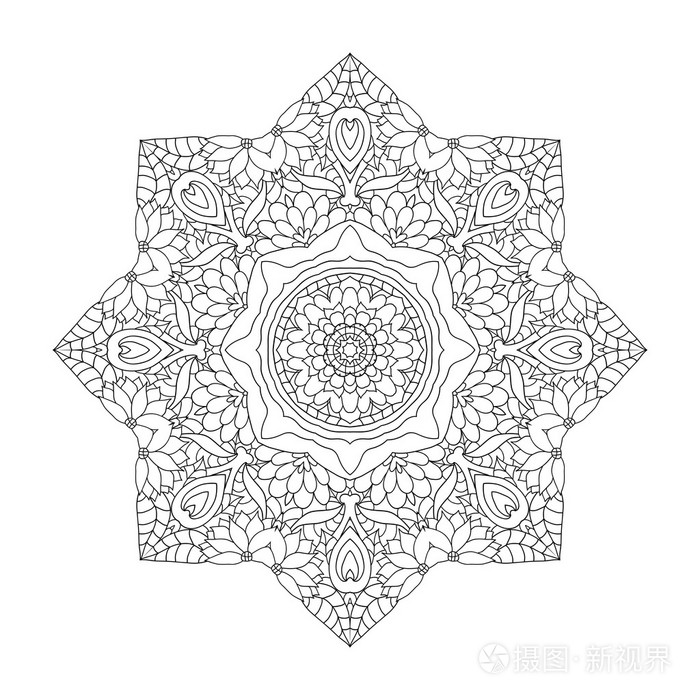 花曼陀罗为着色书中矢量模式