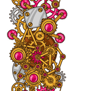 蒸汽朋克无缝模式的涂鸦风格的金属齿轮照片