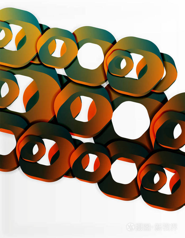 几何抽象背景,切割链形状或六角形白色