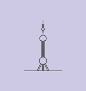 上海东方明珠塔多边形矢量艺术上海东方明珠塔夜景浦西黄浦江天际线和