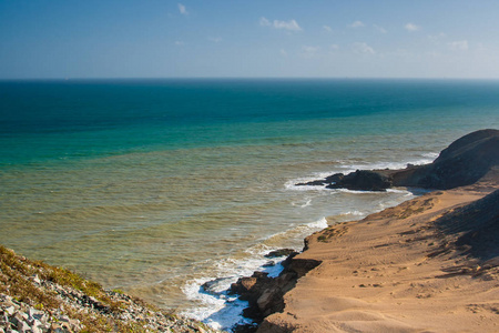 沙漠和海洋在 Cabo de la 贝拉的颜色