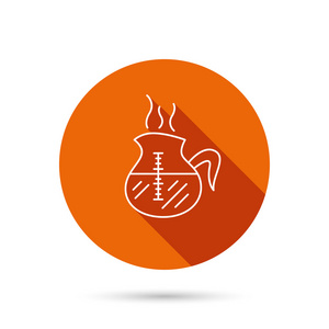 咖啡水壶图标。喝些热饮料罐标志