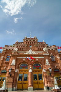 主要建筑物的外墙的火车站在俄罗斯喀山