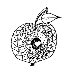 Zentangle 黑色和白色苹果