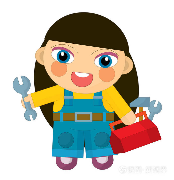 卡通人物女孩机修工