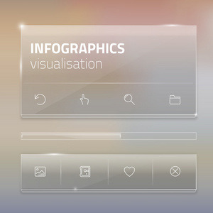 现代用户界面屏幕模板为智能手机或 web 站点。透明模糊材料设计 Ui 图标