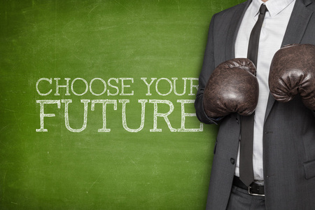 选择你的未来与商人的黑板上