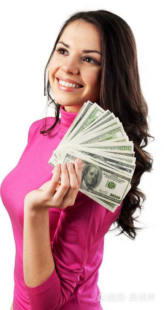 年轻女子用钱
