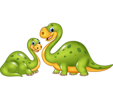 快乐妈妈与恐龙构成白色背景上孤立
