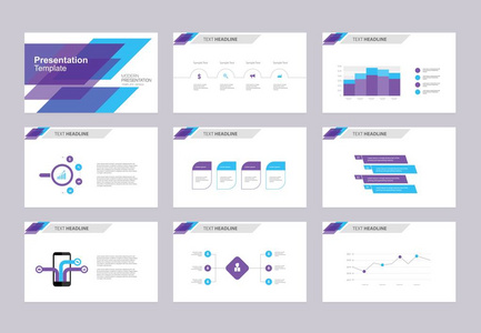 抽象的演示文稿幻灯片模板设计背景与图表元素