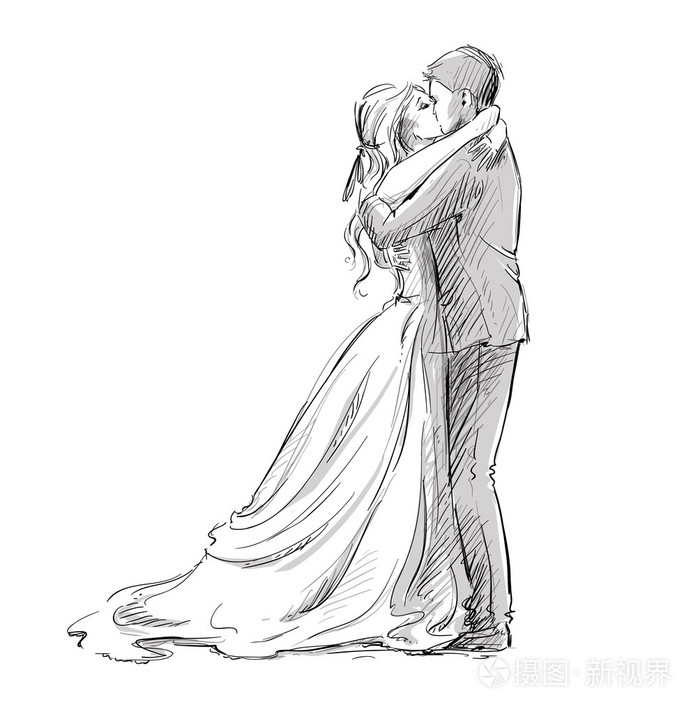 新婚夫妇.矢量速写插画-正版商用图片0dm3jo-摄图新视界