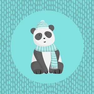 熊猫的围巾和帽子
