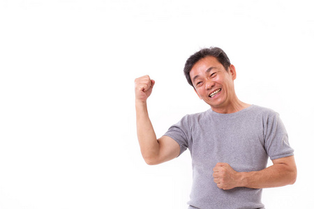 兴奋, 快乐, 成功的中间老人照片