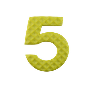 彩色数字五白色孤立照片