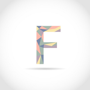 F 字母标志图标马赛克图案设计模板元素。低聚风格