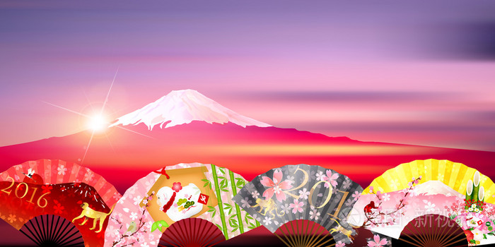 富士日出新年背景