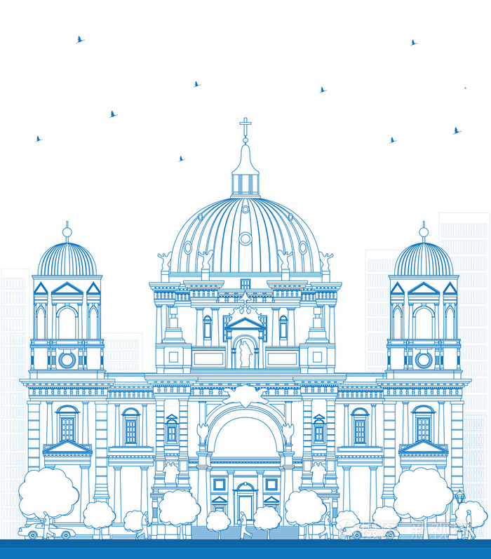 在柏林的大纲柏林大教堂插画-正版商用图片0dmfnn-摄图新视界