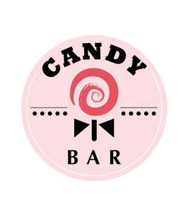 矢量平面糖果酒吧和甜品店标志设计照片