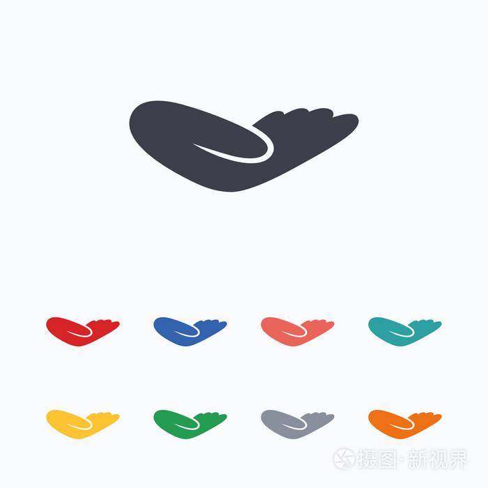 捐赠的手签名图标.慈善机构或养老