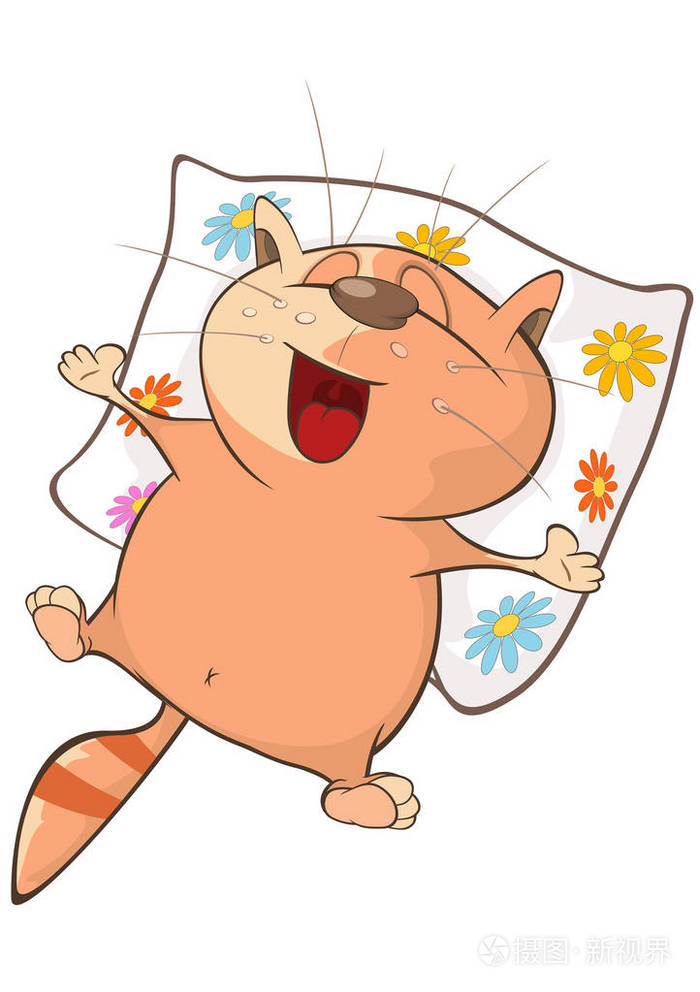 可爱的猫咪躺在枕头上插画-正版商用图片0dmoc3-摄图新视界