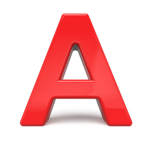 光泽单词3d 有光泽的红色字母 a照片
