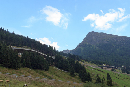 与 Felbertauern 街在奥地利陶恩山阿尔卑斯山全景