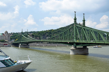 自由的桥梁在河多瑙河在匈牙利布达佩斯市