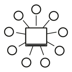 大数据计算机通信与他人矢量黑白色背景上的图标