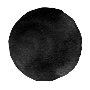 黑色水彩的圆圈.水彩染色在白色背景上照片