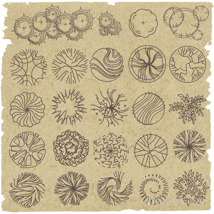 树-顶视图.易于使用的景观设计项目