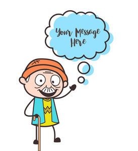 卡通爷爷思想矢量图照片