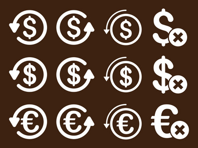 美元和欧元计费单位矢量图标集