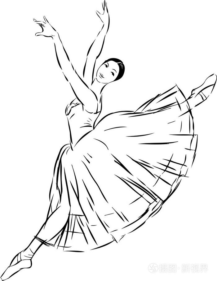 芭蕾舞蹈演员素描插画-正版商用图片0dnbyz-摄图新视界