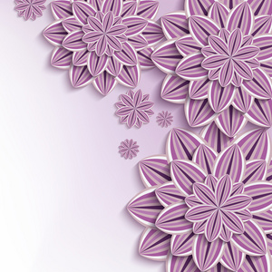 现代背景下带紫色 3d 纸花