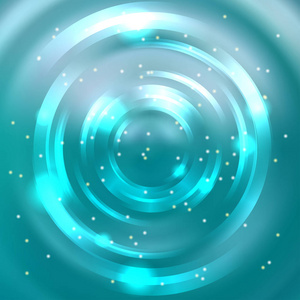 抽象的蓝色圆圈背景 矢量设计。矢量无限圆形隧道的灿烂耀斑