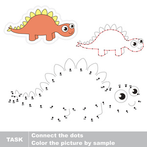 矢量数字游戏恐龙-梁龙, 剑龙, 三角龙在火山儿童按数字教育游戏的