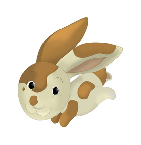 卡通快乐兔子跑和跳照片