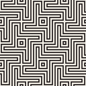 抽象的几何图案，具条纹，行。无缝矢量背景。黑色和白色格子纹理