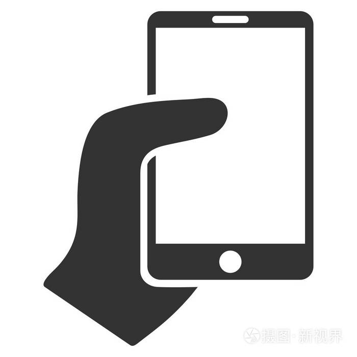手抓住智能手机单位矢量图标