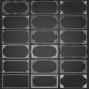 装饰的矩形框架和边界设置矢量