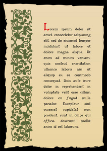 在中世纪风格的老书页。