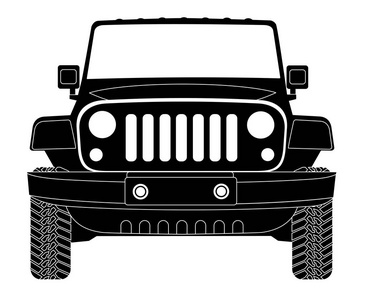 在前面的吉普车剪影照片