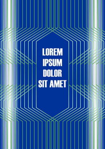 蓝色抽象海报模板。海报有绿线图案暗蓝色背景 单张或封面设计与地方为自己的文本