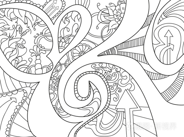 抽象背景线条, 箭头, 波与花